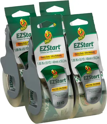 EZ Start Packaging Tape 4 Rolls With Dispensers 220 Yards Clear Packing Mailing • $25.60