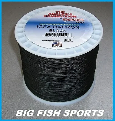 WOODSTOCK BRAIDED DACRON IGFA Fishing Line Black 300 YARDS FREE USA SHIP! • $18.99