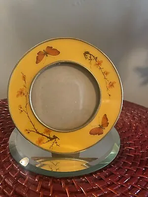 Vintage Buckler’s Round Yellow Butterfly Picture Frame • $10