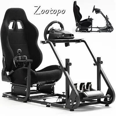 Zootopo Racing Simulator Cockpit Frame With Real Black Seat Fits Logitech G923 • $278