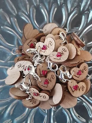 30 Love Heart Rustic/shab Chic Charms With Gem + Tibetan Silver Clasp. • £2.99