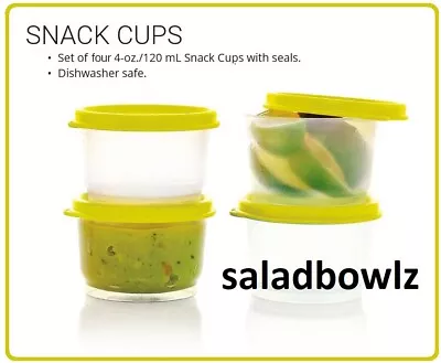 TUPPERWARE New SNACK CUPS Set 4 FOUR 4 Oz/120 ML Sheer With Margarita Seals • $12