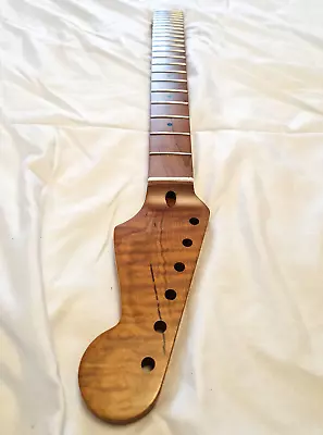 AAA* Roasted FLAME Maple 22 Frets Satin Guitar Neck Strat 25.5 C 9.5  UK✅ • £90