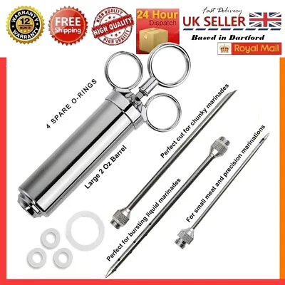 Stainless Steel Needle Meat Injector Marinade Syringe Turkey Cook Thanksgiving • £13.79