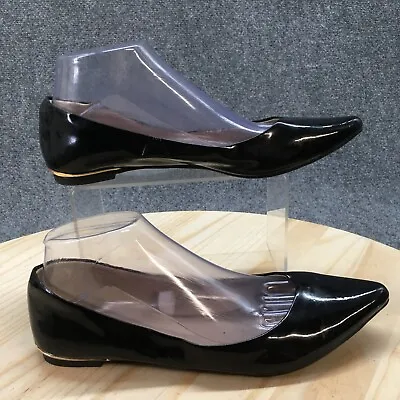 Mossimo Shoes Womens 8.5 Slip On Flats Black Faux Leather Casual Pointed Toe • $24.69