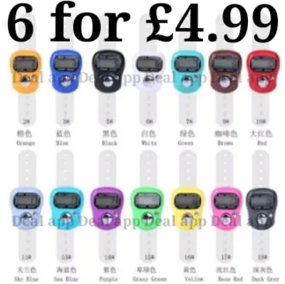 6 × Digital Electronic Tally Counter Dhikr / Tasbih / Tasbi / Tasbee Finger Ring • £4.99