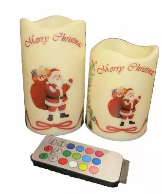 Flameless Candles 12 Color Changing Battery Operated Santa Candles Lot Of 2 • £28.93