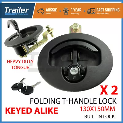 2 X Folding T Handle Lock Flush Mount Latch Heavy Duty Trailer Toolbox Caravan • $63.13