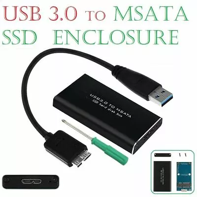  MSATA To USB 3.0 External Disk Enclosure Converter Adapter SSD Case Box Hi-Spee • £7.98