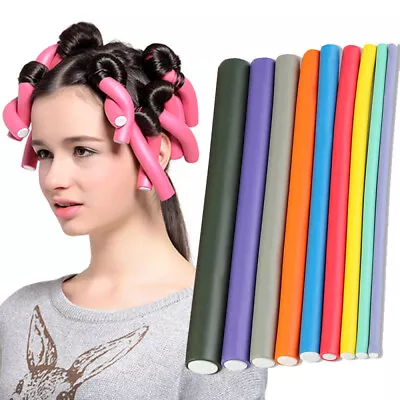 10PCS Twist Flex Flexi Rods Foam Magic Hair Curlers Curling Iron Bendy Rollers • $12.49