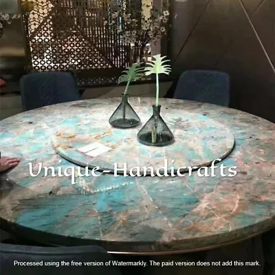 Amazonite Round Coffee Table Marble Granite Semi Precious Hallway Table Decor • $323.10