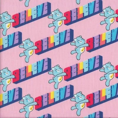 Care Bears Believe On Pink Girls Kids Licensed Quilting Fabric 1/2 Metre • $15.95