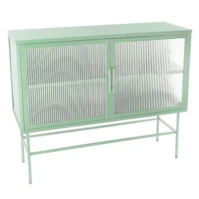 Tempered Glass Sideboard Console Table - 2 Fluted Glass Doors • $201.97