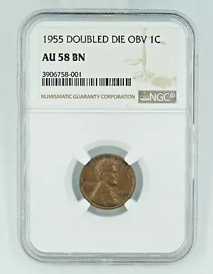 1955 NGC AU58 BN Doubled Die Obverse Lincoln Wheat Cent • $2500