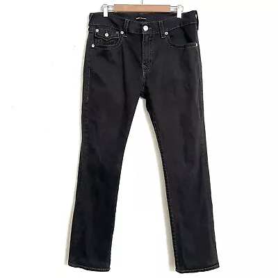 True Religion Mens Ricky Relaxed Straight Denim Size 36 Black • $59.50