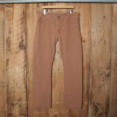 4 STROKE Brown Midweight Canvas Straight Leg Button Fly Chino Jeans Sz. 36x34 • $16.95
