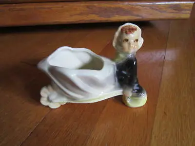 Vintage Ceramic Figurine Boy With Hand Cart Marked 10 Collectible FREE SHIP • $27.95