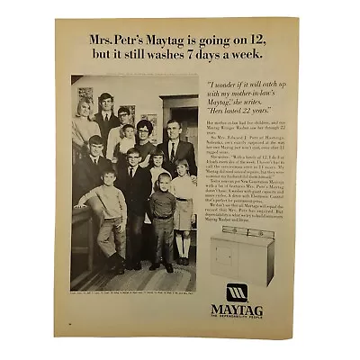 1969 Maytag Vintage Print Ad Mrs Petrs 12 Year Old Washer Still Washing 7 Days • $6.29