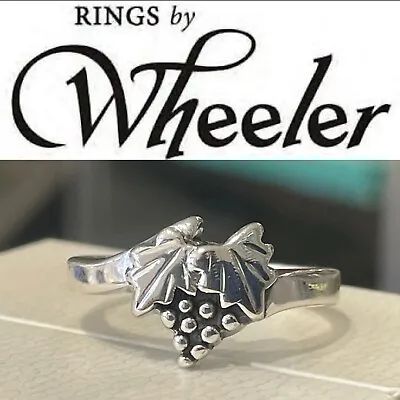 Vintage Wheeler Manufacturing WM Co Sterling Silver Leaf Band Ring - Size 8.5 • $25