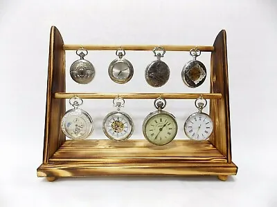 £26.99 • Buy Holds 8 Pocket Watches Watch Stand Rack Holder Desk Top Display Fob Watch Wood 