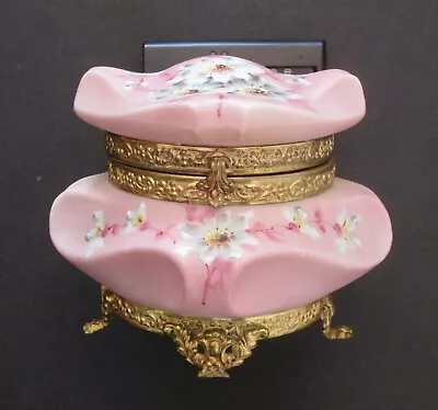 ANTIQUE  C.F. Monroe Co   NAKARA  Painted Pink Jewelry Box Bishop Hat Design EUC • $395.95