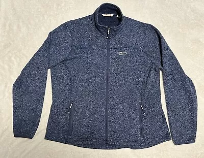 ORVIS Blue Knit Fleece Full-Zip Jacket Womens L Zippered Pockets Logo • £17.35