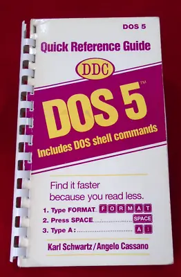 Microsoft MS-DOS 5 Quick Reference Guide.  1991  Used Condition • £14.99