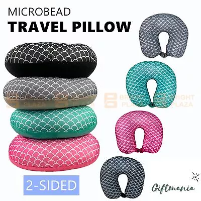 $16.95 • Buy Microbead Travel Neck Pillow Solid Colours U Shaped Head Rest Cushion Portable
