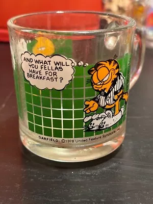 Vintage McDonald's 1978 Garfield Glass Coffee Mug Cup Tile Pattern • $9.99