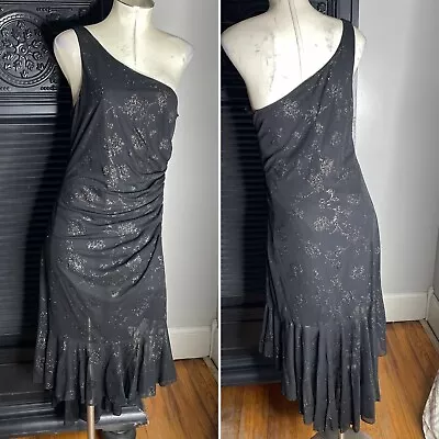 Vintage City Triangles Formal Dress Large Formal Prom Ruched Glitter 90s Y2k • $80