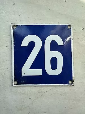 Number 26 Vintage Enamel House Numbers Made In Europe Room Hotel FREE POSTAGE • $46.51