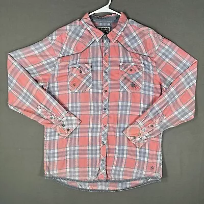 $14.91 • Buy BKE Shirt Mens XL Pink Plaid Vintage Athletic Fit Long Sleeve Cotton Blend EUC