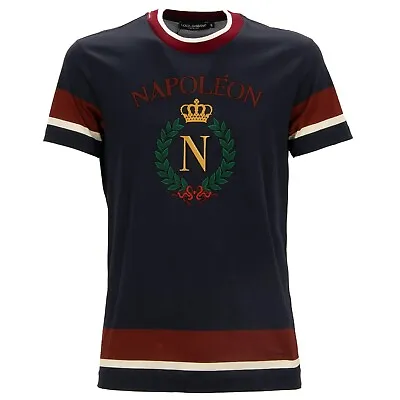 DOLCE & GABBANA DG Logo Royal Crown Napoleon Cotton T-Shirt Shirt Blue 13421 • £234