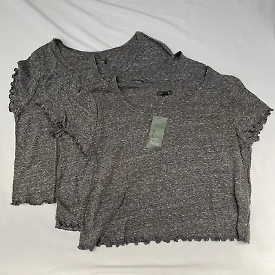 Lot Of 3 Wild Fable Women's  Lettuce Edge T-Shirt Top Charcoal Grey Sizes XL New • $18.83