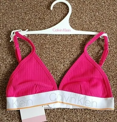 CALVIN KLEIN - GIRL'S TRIANGE BRA Style G80G800290 -COLOUR BRIGHT PINK SIZE UK 8 • £10