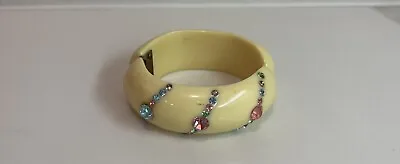 Vintage Thermoset Rhinestone Hinged Cuff Bracelet Lucite • $14.99
