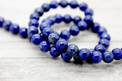 Natural Blue Lapis Lazuli Smooth Polished Round Sphere Gemstone Beads PG05 • $14.59