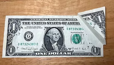 1988  $1 One Dollar Federal Reserve Note - Major Gutter Fold Error • $105.50