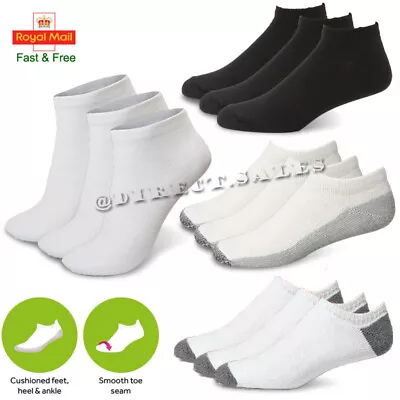 Womens Kids Soft Cushioned INVISIBLE Cotton Ankle Trainer Sports GYM Socks Lot • £3.99