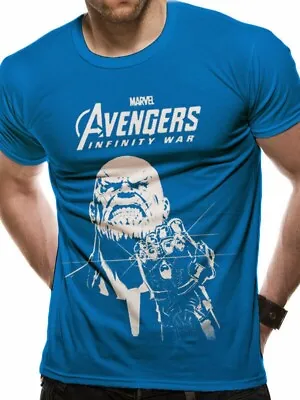 Marvel The Avengers Infinity War Thanos Line Blue Unisex T-Shirt Official Small • £7.95