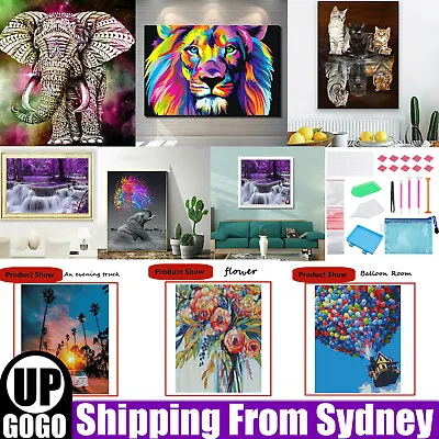 $8.54 • Buy 40*50CM 5D DIY Full Drill Diamond Painting Kit Elephant Purple Waterfall Art Hom