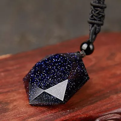 Blue Goldstone Hexagram Talisman Pendant Healing Reiki Women Men Necklace Gifts • $13.80