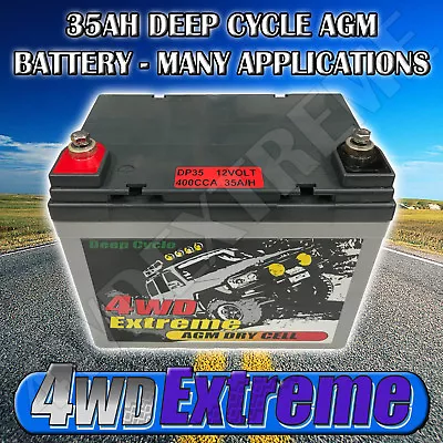 4wdextreme 35ah 12v Deep Cycle Agm Dry Cell Battery - Golf Cart Mobility Dp35 • $115