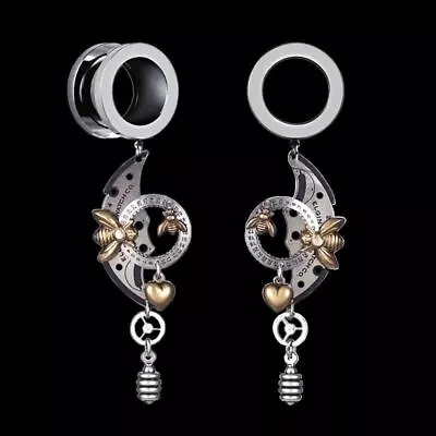 Pair Industrial Steampunk Style Ear Gauges Ear Tunnels Body Jewelry Piercings • $16.37
