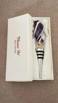 Murano Art Deco Swirl Glass Bottle Wine Stopper With Original Box • $14.99