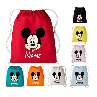 Personalised Your Name Mickey Mouse Drawstring Bag Gym School Rucksack Kids Bag • £6.99