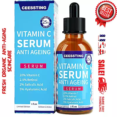 Anti-Aging Vitamin C Serum For Face With Hyaluronic Acid + Vitamin E Facial 1 Oz • $10.99