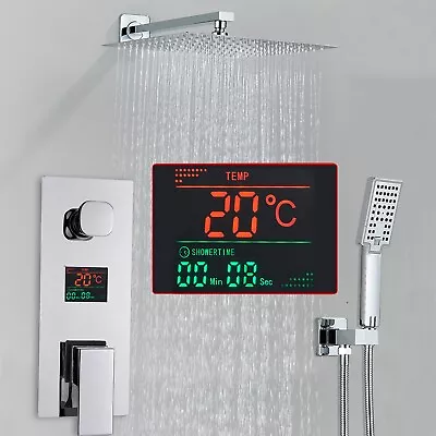 Chrome Concealed Shower Mixer Valve 30cm Square Rain Head Combo Shower Taps Set • £109