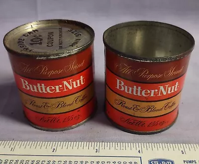 2 Vintage BUTTER NUT Roast & Blend Coffee Tin 1.55 Oz Coca Cola 2  Open/Sealed • $4.99