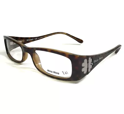 Miu Miu Eyeglasses Frames VMU03D 3AK-1O1 Brown Tortoise Silver Clovers 50-17-130 • $129.99